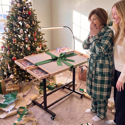 PuzzleNest rolling puzzle table unwrapped as a Christmas gift
