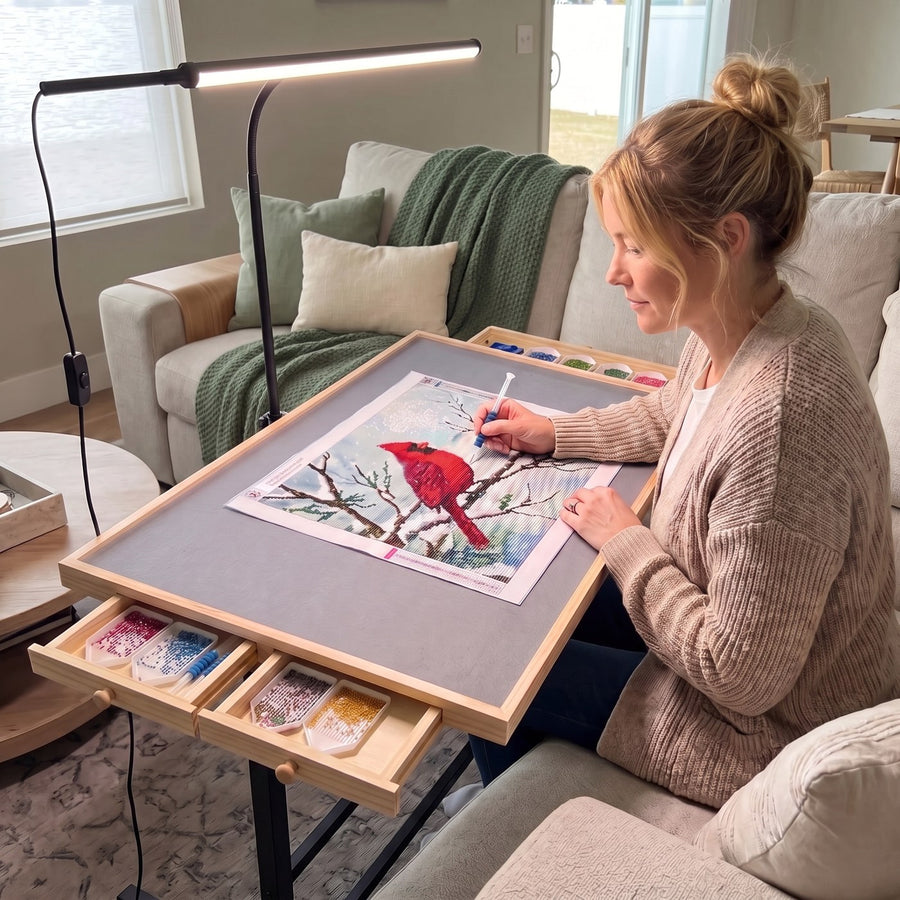 Diamond painting on the PuzzleNest table